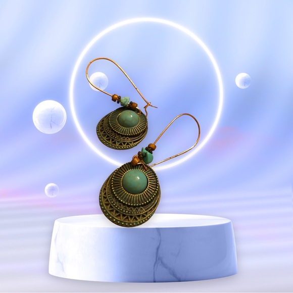 Duufin Women's Bohemian Vintage Drop Dangle Design Blue/Bronze Earrings - Picture 1 of 5